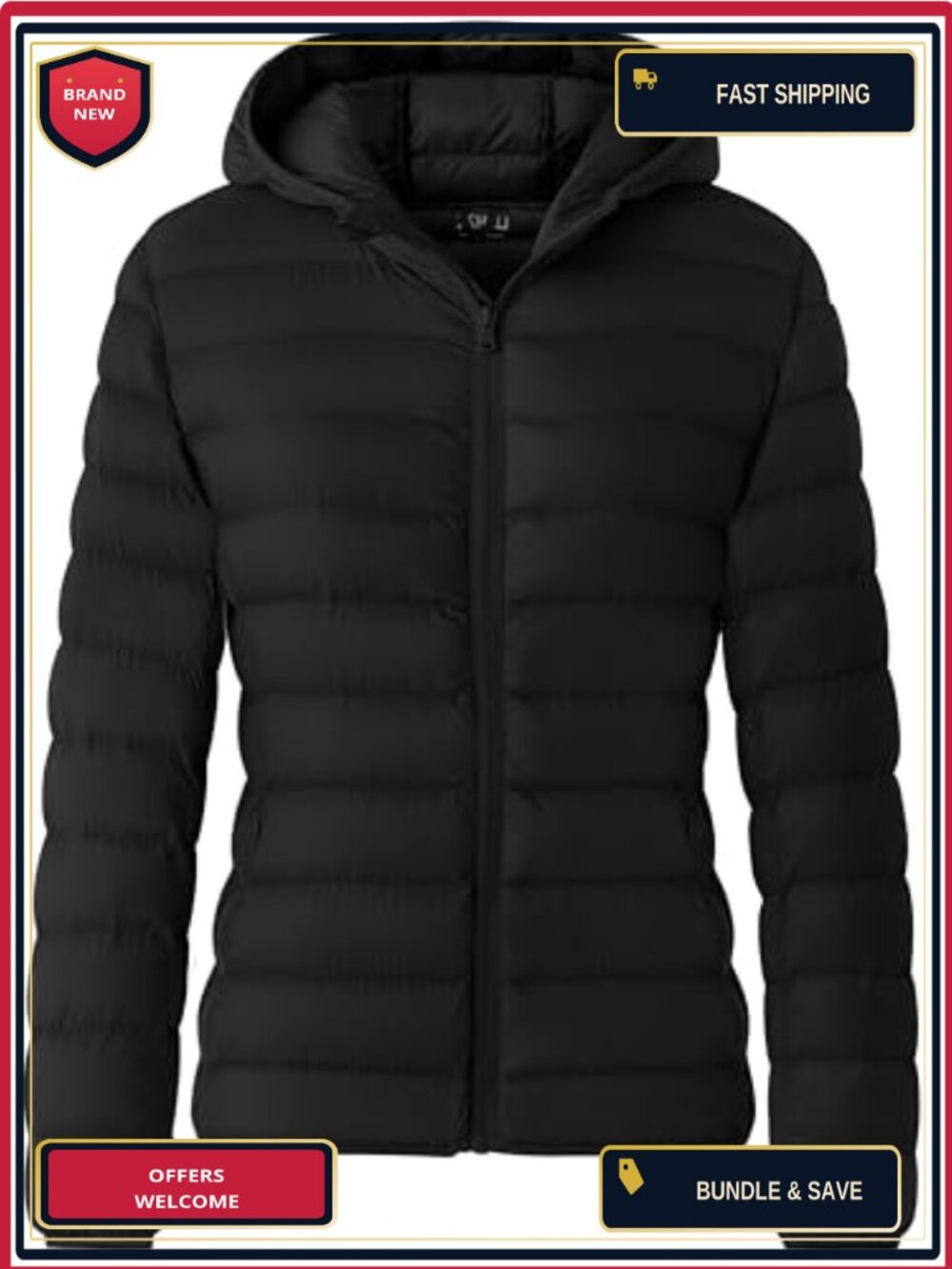 Women's Packable Puffer Jacket Hooded Quilted Down Alternative Coat